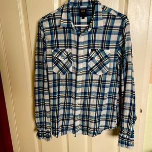Lee Western Slim Fit Plaid Cotton Shirt Size Medium